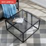 Glass Coffee Table, Small Modern Coffee Table Square Simple Center Tables for Living Room 26.7 x 26.7 x 15.7 Inches, Gray Black Image 2