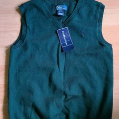 BNWT UNISEX Polo Ralph Lauren Vest Sleeveless Knitwear V Neck Embroidery in Regent Green in Small