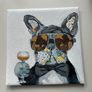 Artwork Hand paint Pug with a glass acrylic paint 20x20cm Image 2