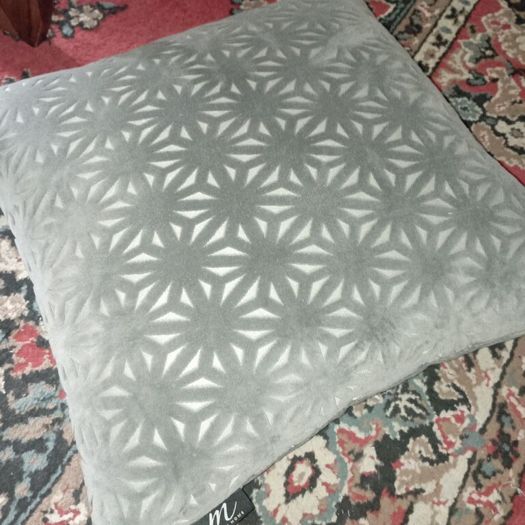 Grey velvet feather filled cushion