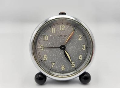 Vintage 1940s L.Ruckli Luzern Swiss made Alarm Clock WW2 Era