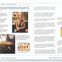 1994 Jersey (Channel Islands) Stamp Year Book (softback) issued by Jersey Post with 16 images of contents