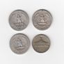 USA 3 x Quarters, 90% silver coins and 1943 wartime 35% silver Nickel.  Note : part holed in nickel ( no. 403) Image 2
