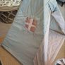 Kids teepee tent with cushions, storage basket and bunting Image 2