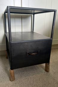 Pomax Home Collection Industrial Style Metal Designer Side Bedside Table Locker Drawer