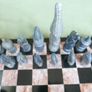 Vintage Marble Chess Board, 14 inch and Handcrafted African Soapstone Chess Set (king 6") Image 8
