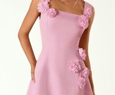 Baby pink dress with 3D flowers