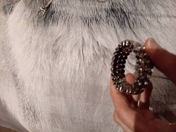 Clear stones and metal wrap bracelet