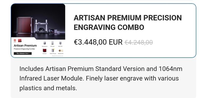 3d printer - laser engraving - laser cutter - Cnc all in one artisan premium