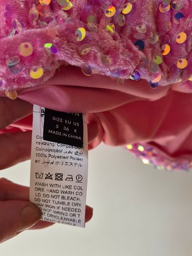 Strapless pink sequin dress