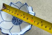 Andrea by Sadek Lotus Bowl Blue White Porcelain Floral Trinket Dish 4.5 Inch