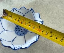 Andrea by Sadek Lotus Bowl Blue White Porcelain Floral Trinket Dish 4.5 Inch
