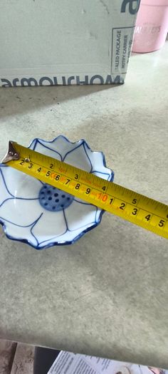 Andrea by Sadek Lotus Bowl Blue White Porcelain Floral Trinket Dish 4.5 Inch
