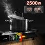 Hot Plate HP2 BK, Table Top Cooking, 2500W Black Steel Electric Double Hob with Handles, 2 Cast Iron Portable Hob Burner Rings (1500W & 1000W) for Home Kitchen, Pots, Camping Image 2