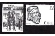 1977 Ireland Anniversaries: Golden Jubilee of the Folklore of Ireland Society (The Shanachie by Jack B Yeats and 1100th Anniversary of Death of Johannes Eriugena (Irish Philosopher) Commemorative Stamps Mint Never Hinged (MNH)