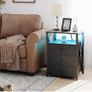 Bedside Table Set of 2 with Charging Station, Side Table with Led Lights Image 3
