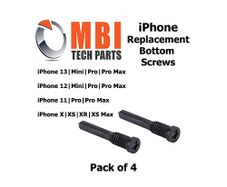 iPhone X XR XS XS Max 11 12 13 Mini Replacement Bottom Dock Screws Black x4