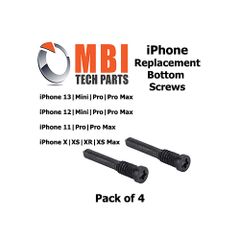 iPhone X XR XS XS Max 11 12 13 Mini Replacement Bottom Dock Screws Black x4