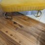Yellow velvet bench with gold-tone curved legs Image 2