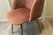 Pinky Velvet Accent Chair with arm rest and Wooden effect Metal Legs