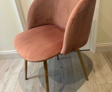 Pinky Velvet Accent Chair with arm rest and Wooden effect Metal Legs