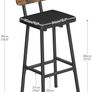 Bar Stools Set of 2, PU Upholstered Breakfast Bar Stools, Industrial Barstools with Backrest and Footrests, Bar Chairs for Kitchen, Dining Room, Bar, Rustic Brown and Black Image 2