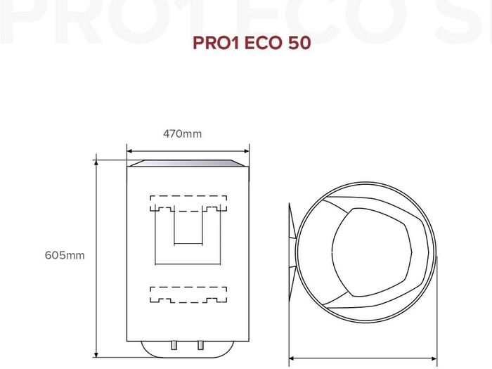 PRO1 ECO 50 L Electric Storage Water Heater with A 50 L, Inclusive Of Unvented Kit, B Class Erp Rating, Waterplus Technology, Manufactured To Be Installed In UK - 3820019. , White