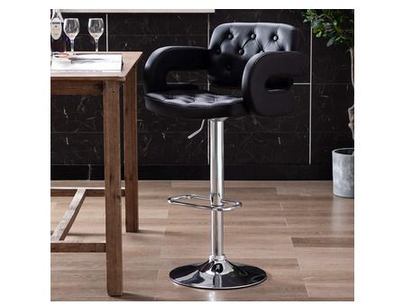 Mercury PU Swivel Faux Leather Breakfast Kitchen Bar Stool Pub Barstool (Black-PU)