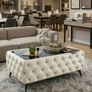 Chesterfield Coffee Table Velvet Rectangle 83x63x45cm with Glass Image 9