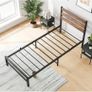 Single Bed Frames with Wood Headboard Image 6