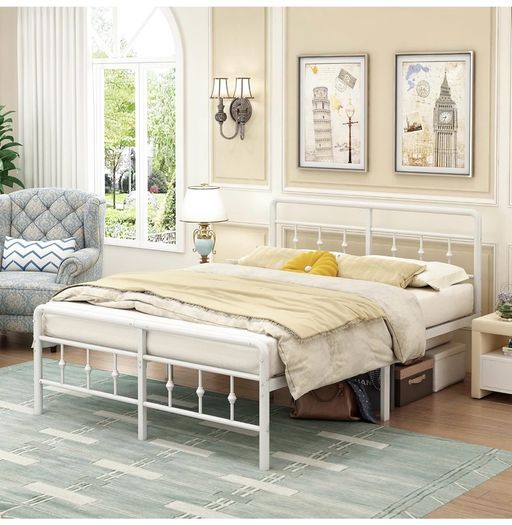 King Size Bed Frame with Victorian Headboard and Footboard