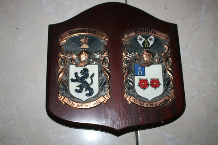 2 Personalized Double Irish Coat of Arms Knight Shield Plaque
