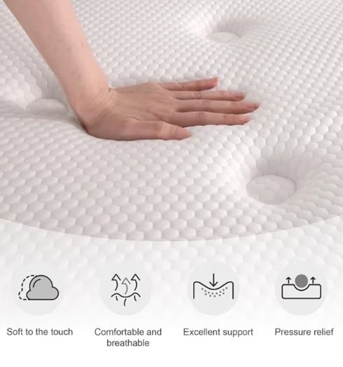 22CM Gel Memory Foam Pocket Sprung Mattresses with Breathable Soft Fabric for Cool Sleep, Mattresses Double for Pressure Relief, Medium Firm Mattress in a Box 135x190x22cm