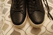 shoes ladies black salamander leather trainers size 4 eu 37