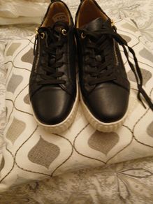 shoes ladies black salamander leather trainers size 4 eu 37