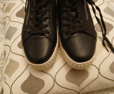 shoes ladies black salamander leather trainers size 4 eu 37