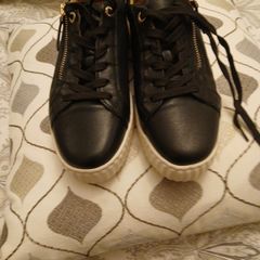 shoes ladies black salamander leather trainers size 4 eu 37