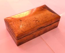 Vintage Antique Brass Embossed Art Deco BoxWood Lines Trinket Money Cigarette Box