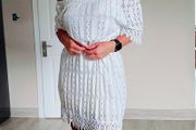 White mini off shoulder dress, size 10, Made in Italy