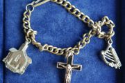 Vintage Catholic Religious Charm Bracelet length 7"