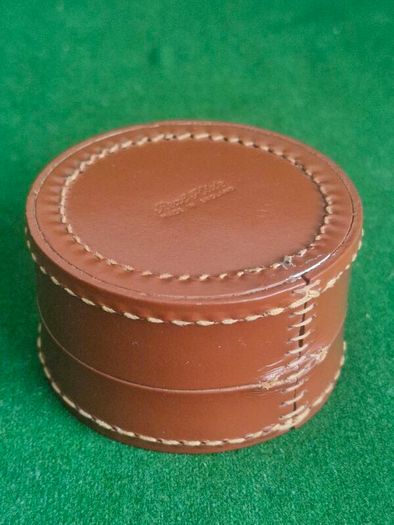Vintage Real Hide Leather Round Stud & Cufflink Box