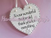 Bridesmaid Gift Personalised Keepsake Wedding Heart