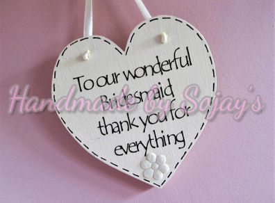 Bridesmaid Gift Personalised Keepsake Wedding Heart