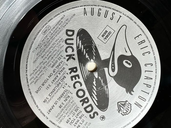 Eric Clapton original 1986 release of August. Vinyl is nm sleeve showing signs of wear