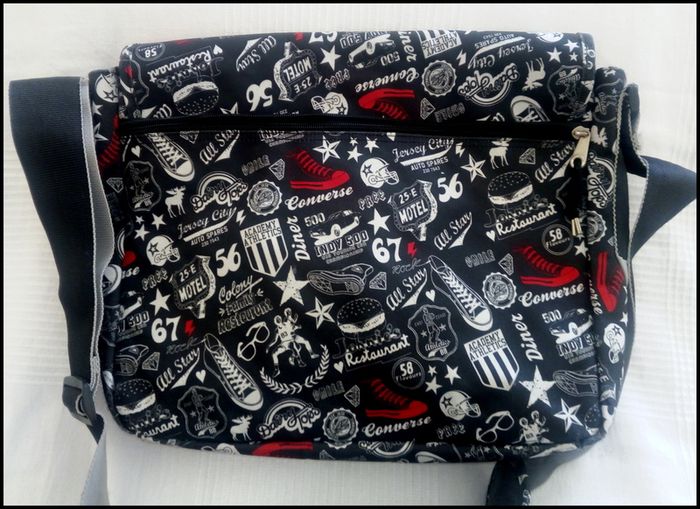 Large LIMITED EDITION Converse Chuck Taylor All Star American Glitch Multi Logo Black/White and Red, School/Reporter's/Laptop/Satchel/Messenger Bag