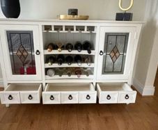 White Console Table with Wine Rack in Excellent Condition