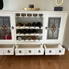 White Console Table with Wine Rack in Excellent Condition