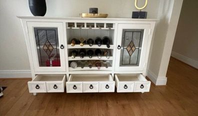 White Console Table with Wine Rack in Excellent Condition
