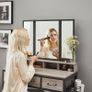 Dressing Table Set with Folding Mirror and padded stool Image 2