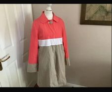 Fran & Jane dressy light jacket size 10 coral/cream/taupe